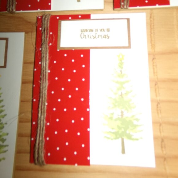 Handmade Set of 10 "Thinking of You at Christmas" Cards - Brown Twine - Picture 2 of 4